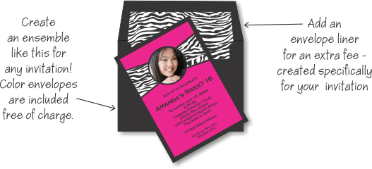 Sweet 16 Party Invitations - Zebra Ribbon Magenta